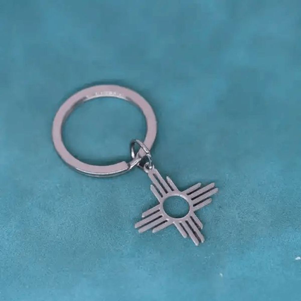 Zia Symbol Stainless Steel Keyring Keychain